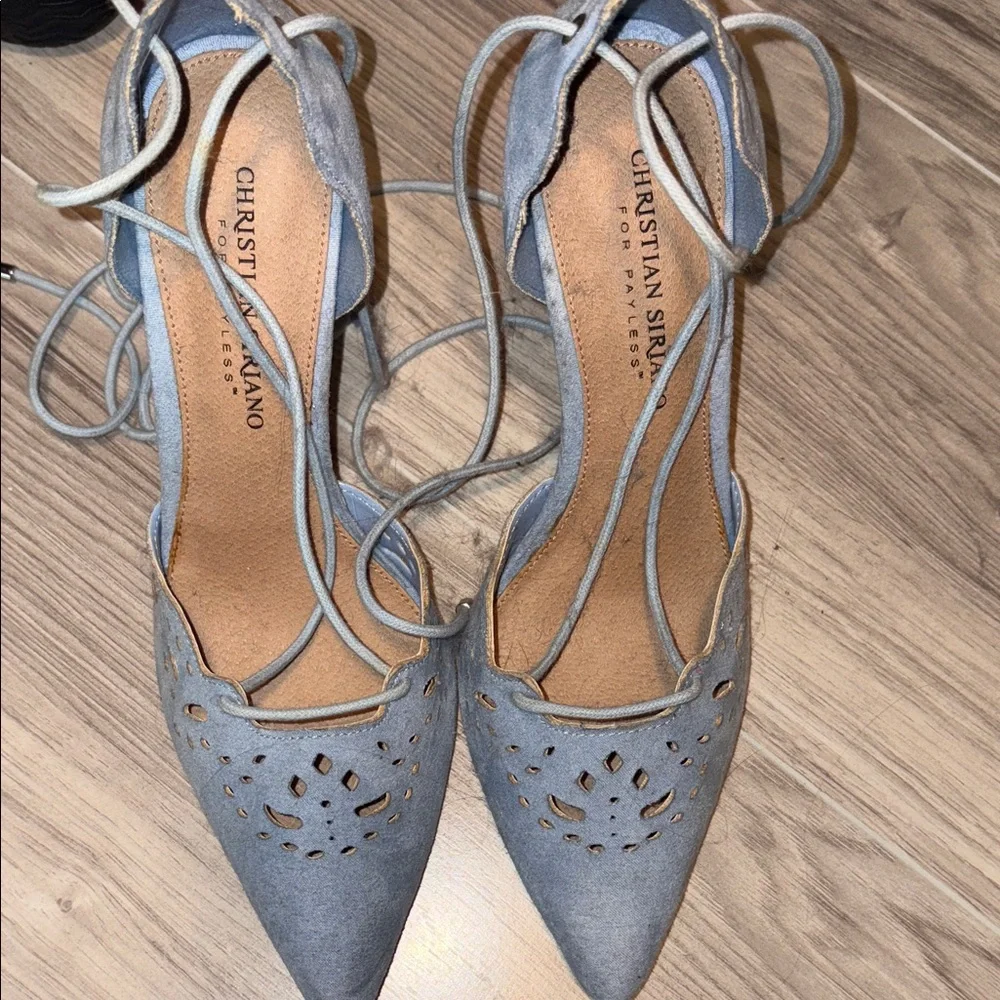 Christian Siriano Light Blue Lace-Up Heels - Picture 2 of 8